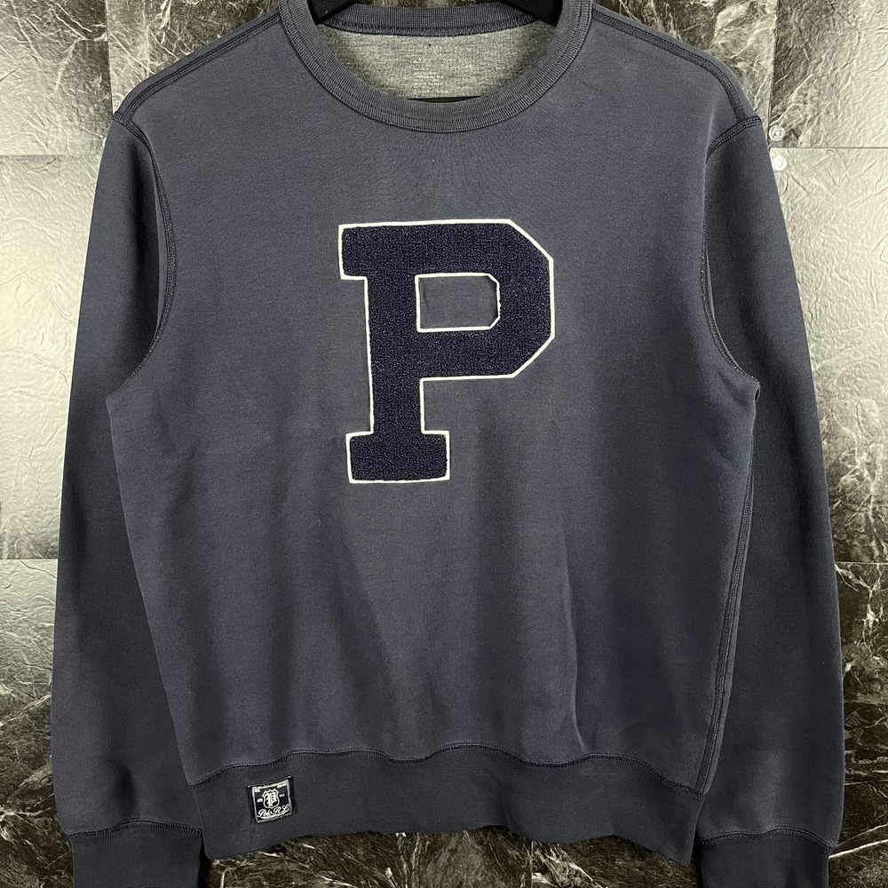Polo Ralph Lauren Men's Blue Knit P Sweatshirt Fits Small -Flaws